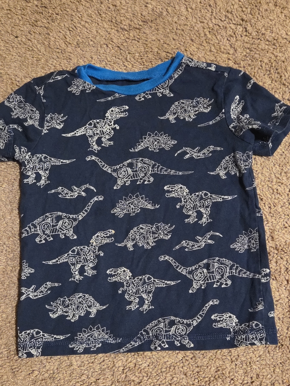 Boys Navy Blue Dinosaur Print Tee
